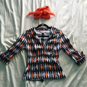 Pinup Couture Halloween Harlequin blouse